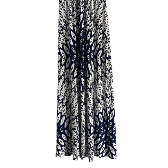 Blue and White Patterned Maxi Dress Patterned Size 6 Wedding Guest Shower Boho - Picture 6 of 9